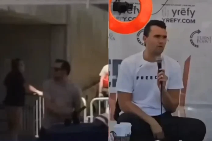 person who quickly dismantled the camera behind Charlie Kirk appeared to remove something from inside