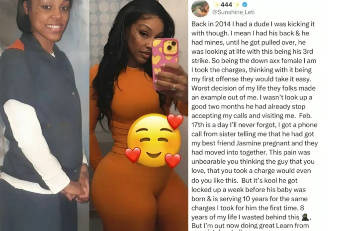 Woman spent 8 years in prison after taking the charges for her man