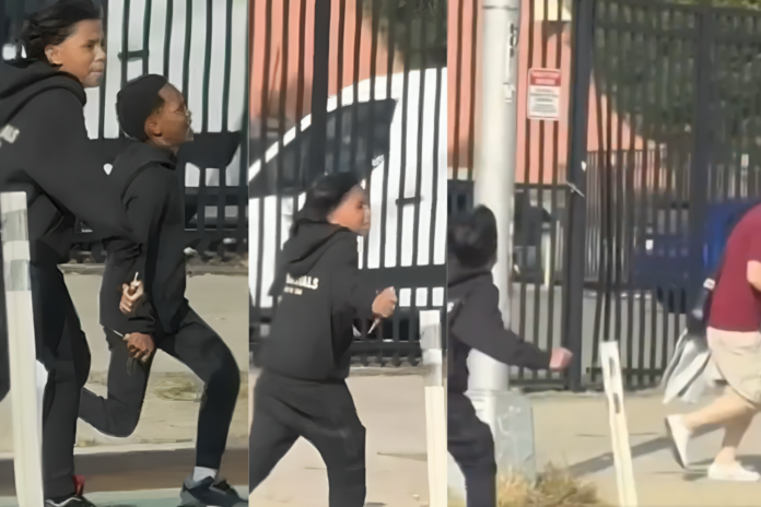 teens armed with knives and screwdrivers chase rob man