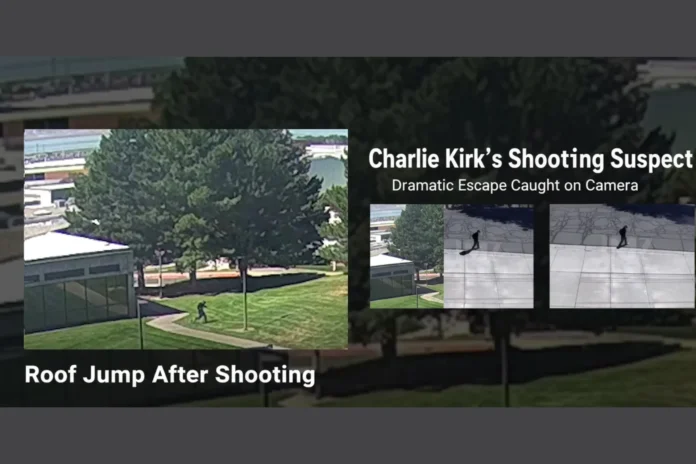 Footage of Charlie Kirk’s Shooting Suspect Jumping Off the Roof After the Shooting