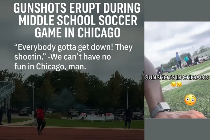 Video of middle school children playing soccer in Chicago being forced to drop to the ground and flee