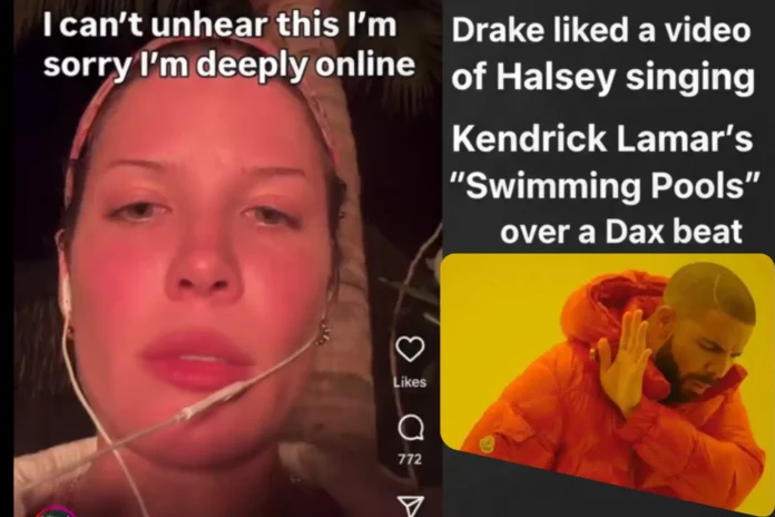 drake liked halsey swimming pools video