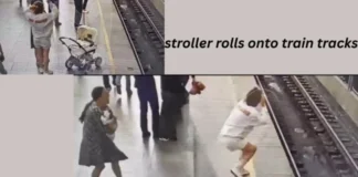 Untethered stroller rolls onto train tracks during platform stop Untethered stroller rolls onto train tracks during platform stop