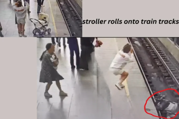 Untethered stroller rolls onto train tracks during platform stop
