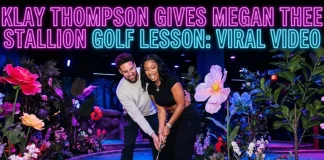 Klay Thompson Gives Megan Thee Stallion Golf Lesson: Viral Video Klay Thompson Megan Thee Stallion golf lesson
