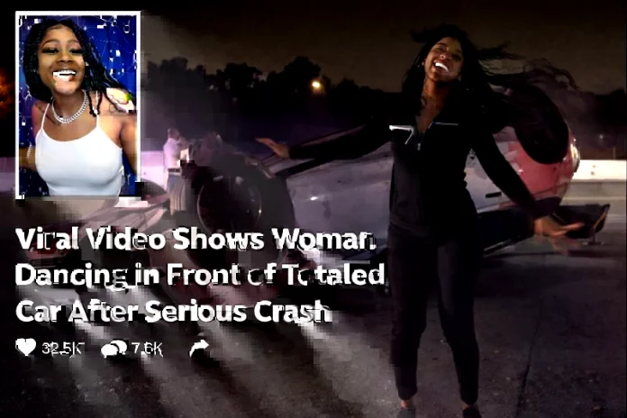 woman dances after crash