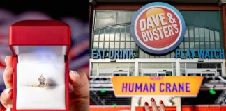 Dave & Buster’s Hides 5 Diamond Rings in Human Crane Game for Valentine’s Day Dave & Buster's Valentine's Day Diamond Rings
