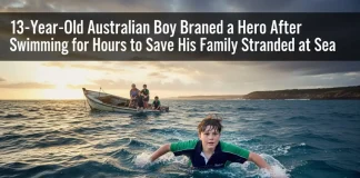 Heroic 13-Year-Old Swims for Hours to Save Family Stranded at Sea in Australia Australian boy hero swimmer