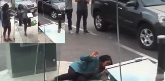 Shocking Moment: Bank Entrance Glass Door Collapses on Woman in USA bank door collapses on woman