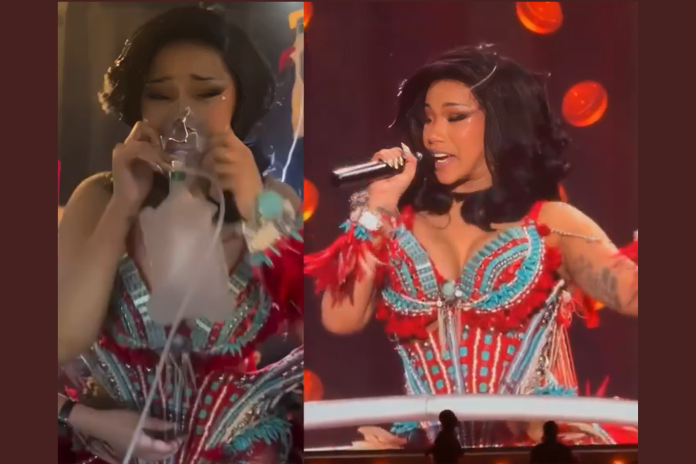 Cardi B Denver altitude oxygen mask