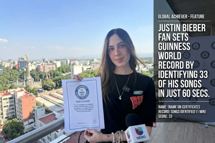Justin Bieber song identification record