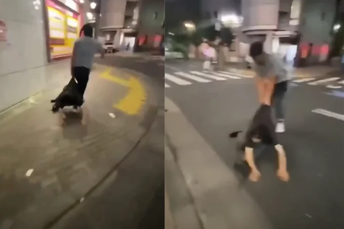 man drags wife to police