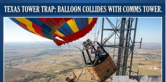 Hot Air Balloon Collides With Tower in Texas, Two Trapped 1000ft High hot air balloon crash Texas