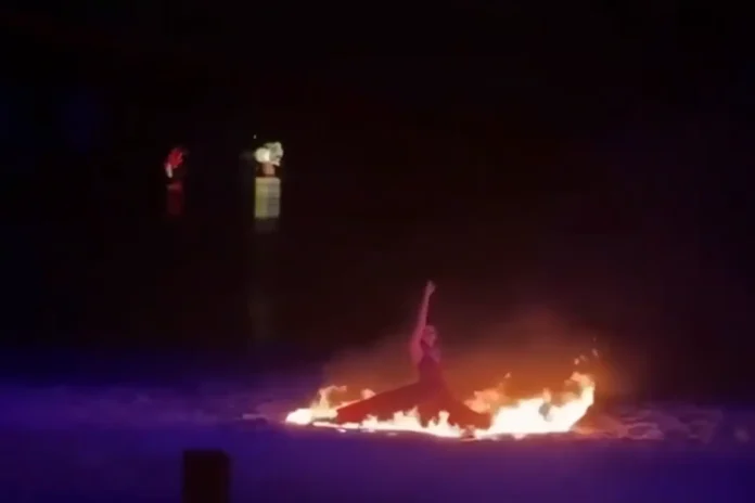 dancer fire show accident