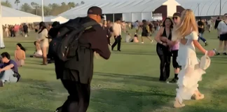 Watch Paris Hilton’s Bodyguard Chase Her Through Coachella in Hilarious Viral Video Paris Hilton Coachella bodyguard