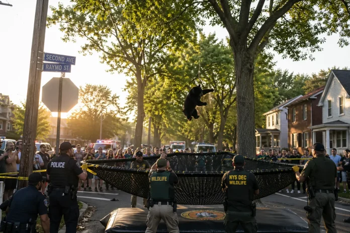 bear tranquilized parachuted tree USA