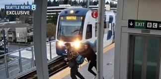 Seattle Man Narrowly Escapes Light Rail Train in Dramatic Near Miss Seattle light rail near miss