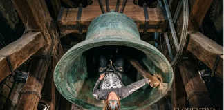 Florentina Holzinger’s Daring Bell Performance: Artist Hangs Upside Down in Bronze Bell Florentina Holzinger bell performance