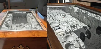 Dad Spends 4 Years Secretly Building Epic Star Wars Coffee Table for Son-in-Law Star Wars coffee table