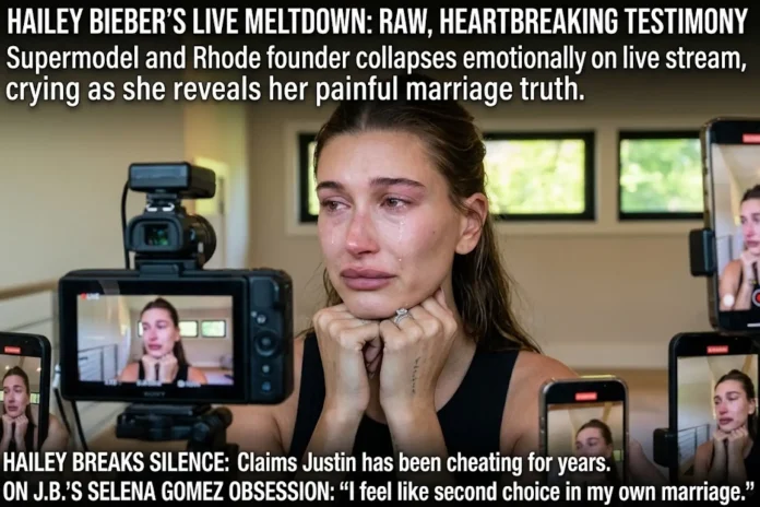 Hailey Bieber crying live