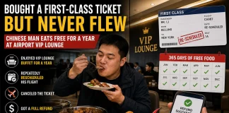 Man Reschedules Flight Repeatedly to Eat Free at First-Class VIP Lounge man eats free VIP lounge