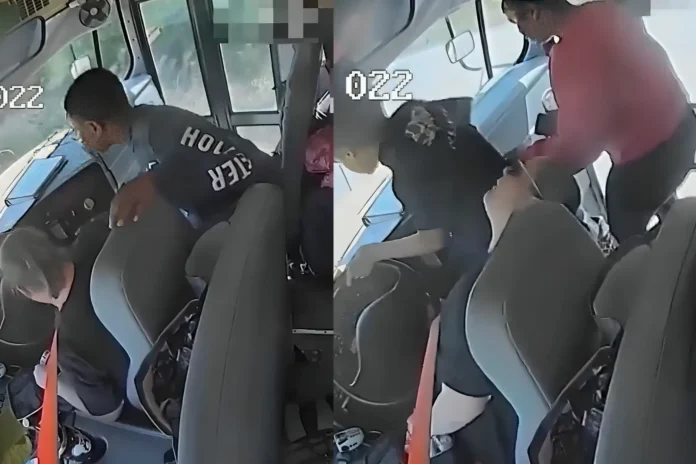 students stop school bus