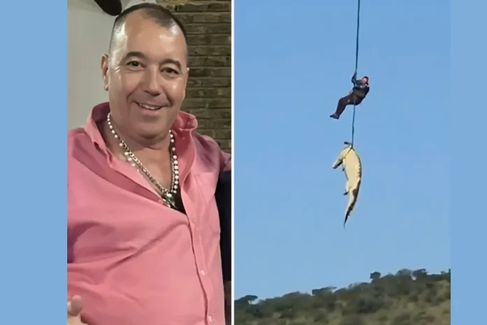 crocodile businessman body airlifted