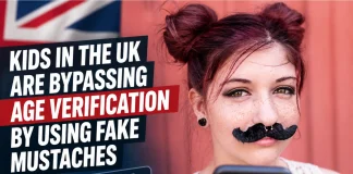 UK Kids Use Fake Mustaches to Fool Age Verification Online kids fake mustaches bypass age verification