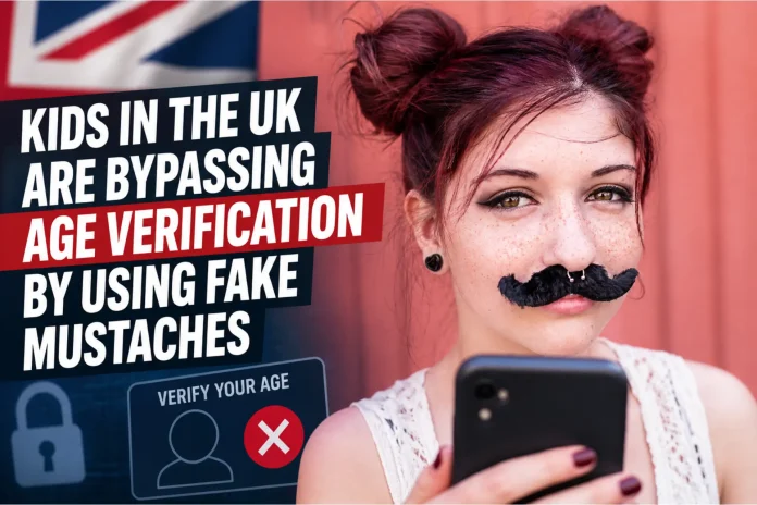 kids fake mustaches bypass age verification