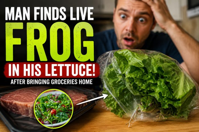 live frog in lettuce