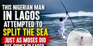 Nigerian Man Attempts to Split the Sea in Lagos Like Moses Nigerian man splits sea