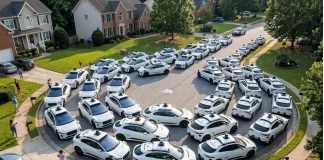 Waymo Cars Block Atlanta Cul-de-Sac: 50 Autonomous Vehicles Circle for Hours Waymo self-driving cars Atlanta