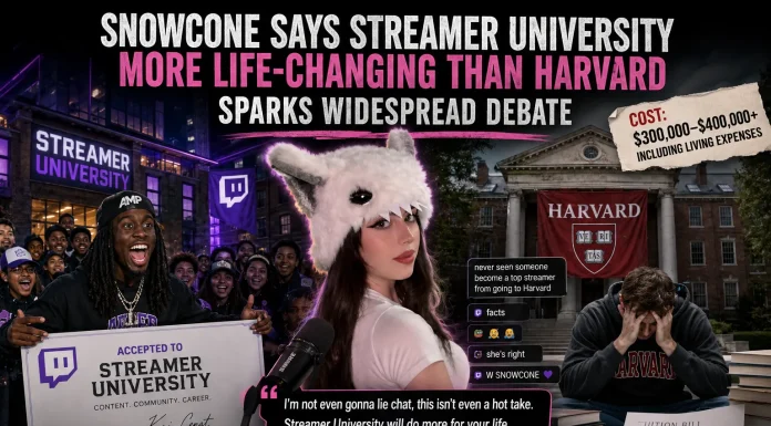 Twitch Streamer Snowcone Praises Streamer University Over Harvard Streamer University