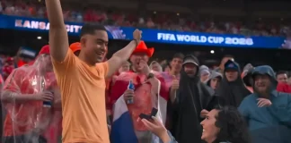 Woman Proposes to Boyfriend at Tunisia vs. Netherlands FIFA World Cup Match in Kansas City Woman Proposes FIFA World Cup