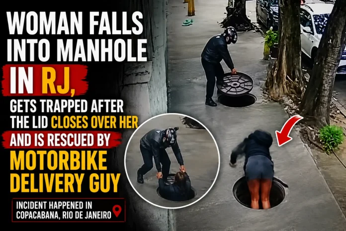 woman falls into manhole