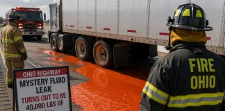 40,000 Lbs of Frank’s RedHot Sauce Spills on Ohio Highway in Mystery Fluid Scare Frank's RedHot sauce highway spill Ohio