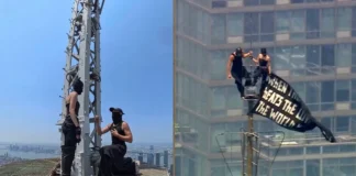 Empire State Building Climbers Arrested Over Peace Banner Stunt Empire State Building climbers