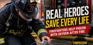 Viral Video: Firefighters Save Pigeon with Oxygen Mask Firefighters save pigeon oxygen mask