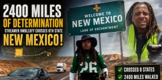 Streamer Hmblzayy Crosses 8th State, Walking 2,400 Miles from Philly Hmblzayy walks from Philly