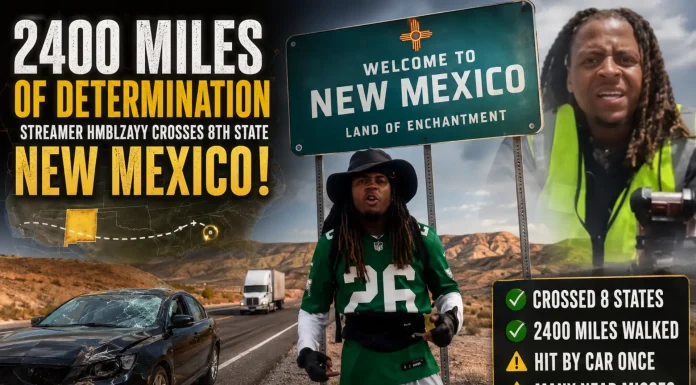 Streamer Hmblzayy Crosses 8th State, Walking 2,400 Miles from Philly Hmblzayy walks from Philly