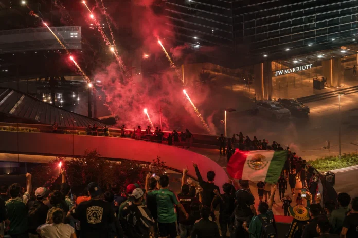 Mexico fans England hotel World Cup