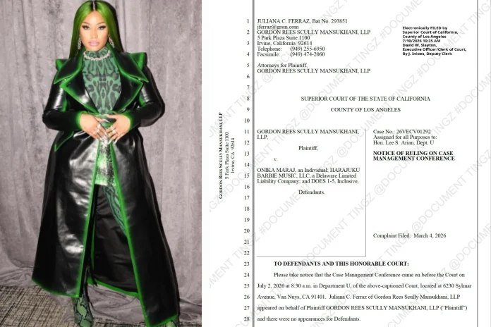 Nicki Minaj lawsuit default
