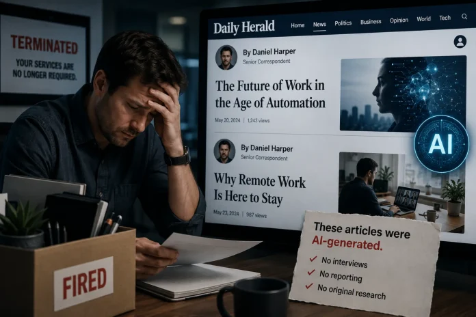AI written articles journalist fired