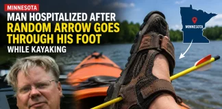 Minnesota Kayaker Hospitalized After Being Struck by Random Arrow Minnesota kayaker struck by arrow
