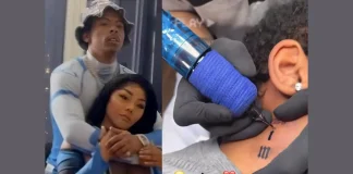 Lil’ Kim Makes Romance Official With Boyfriend Tay Brown 52-year-old Lil’ Kim makes it official with her 26-year-old boyfriend, Tay Brown, as he tattoos her name on his neck