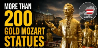 Over 200 Gold Mozart Statues Stolen in Salzburg, Austria Mozart statues stolen Austria