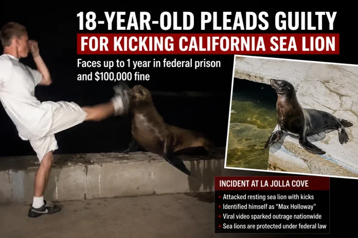 teen pleads guilty kicking sea lion