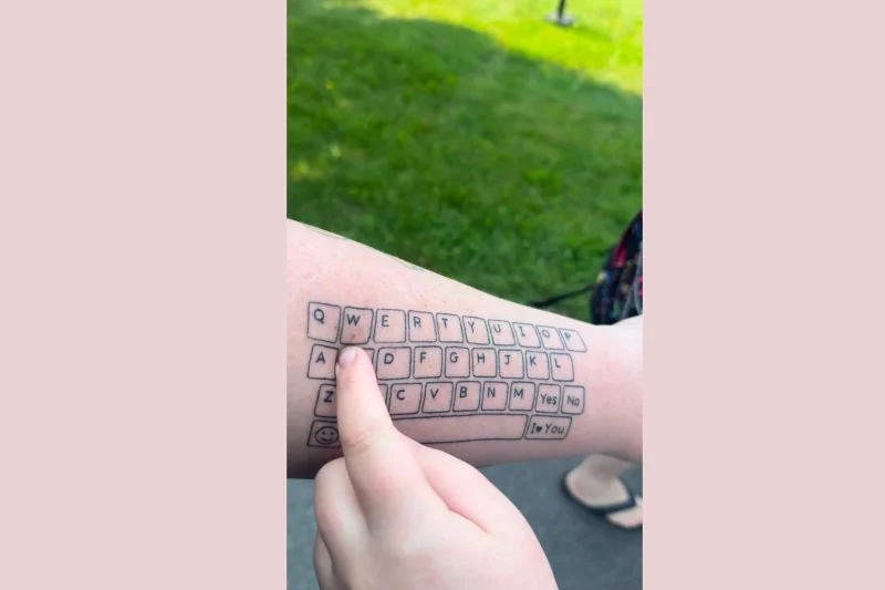 Mom Tattoos Keyboard So Son Can Speak