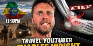 Travel YouTuber Charles Wright Shot by Gunmen in Ethiopia Travel YouTuber Charles Wright was shot in the foot