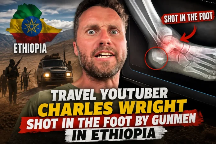 Travel YouTuber Charles Wright was shot in the foot